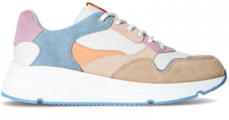 Manfield Dames Beige dad sneakers met gekleurde details