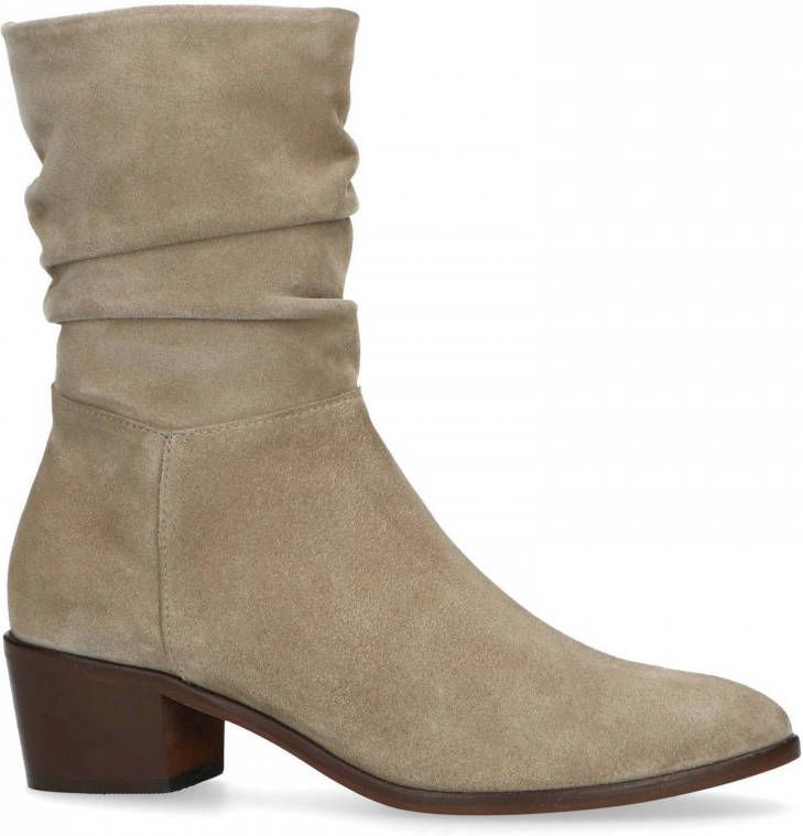 Manfield suède enkellaarzen beige