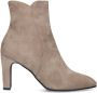 Manfield Dames Beige suède enkellaarsjes met hak - Thumbnail 1