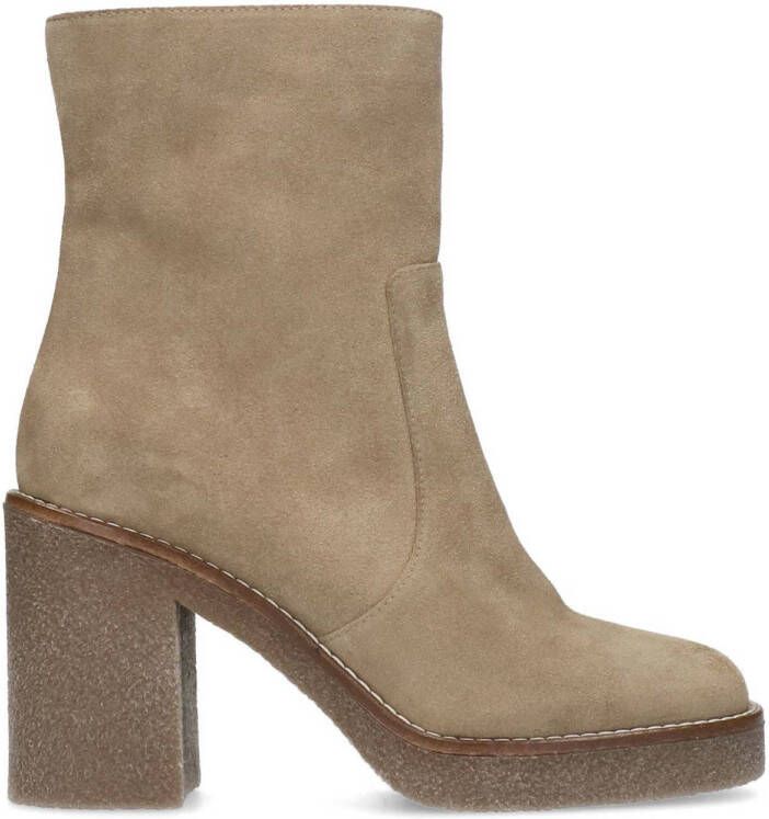 Manfield suède enkellaarzen beige