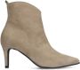 Manfield Dames Beige suède enkellaarsjes met hak - Thumbnail 1