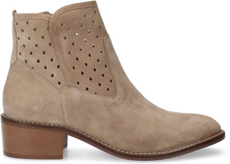 Manfield suède enkellaarzen beige