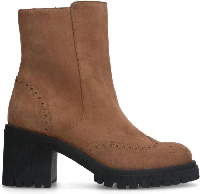 Van Lier Manfield Dames Beige suède enkellaarsjes