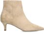 Manfield Dames Beige suède enkellaarsjes met hak - Thumbnail 1