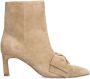 Manfield Dames Beige suède enkellaarsjes met hak - Thumbnail 1