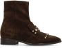 Manfield Dames Donkerbruine suède enkellaarsjes met studs - Thumbnail 1