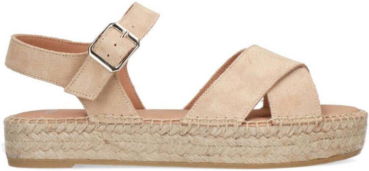 Manfield Dames Beige sandalen met suède banden