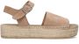 Manfield Dames Beige suède sandalen met touwzool - Thumbnail 1