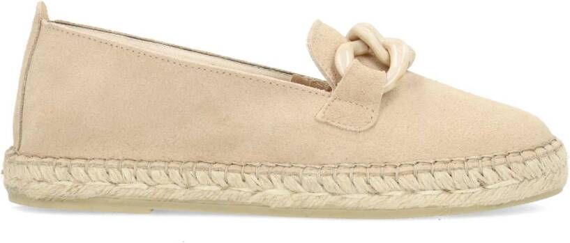 Manfield Dames Beige suède espadrilles met chain