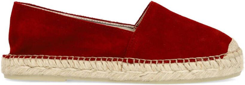 Manfield Dames Bordeaux rode suède espadrilles