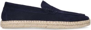 Manfield Heren Blauwe suède loafers met touwzool