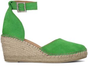 Manfield Dames Groene suède sleehakken met touwzool
