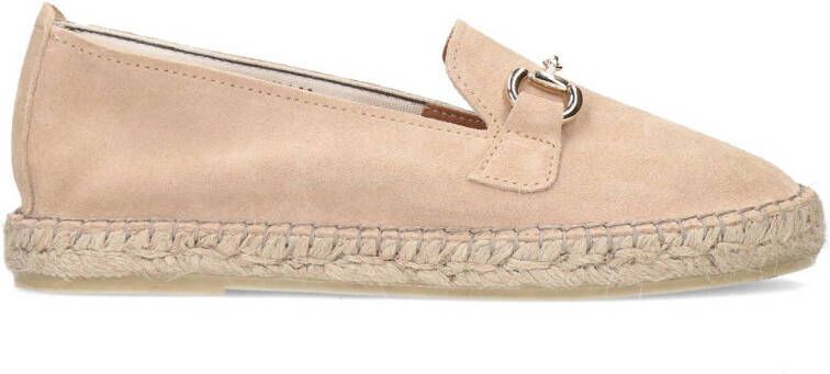 Manfield Dames Beige suède espadrilles met goudkleurig detail