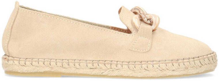 Manfield suède espadrilles met ketting beige