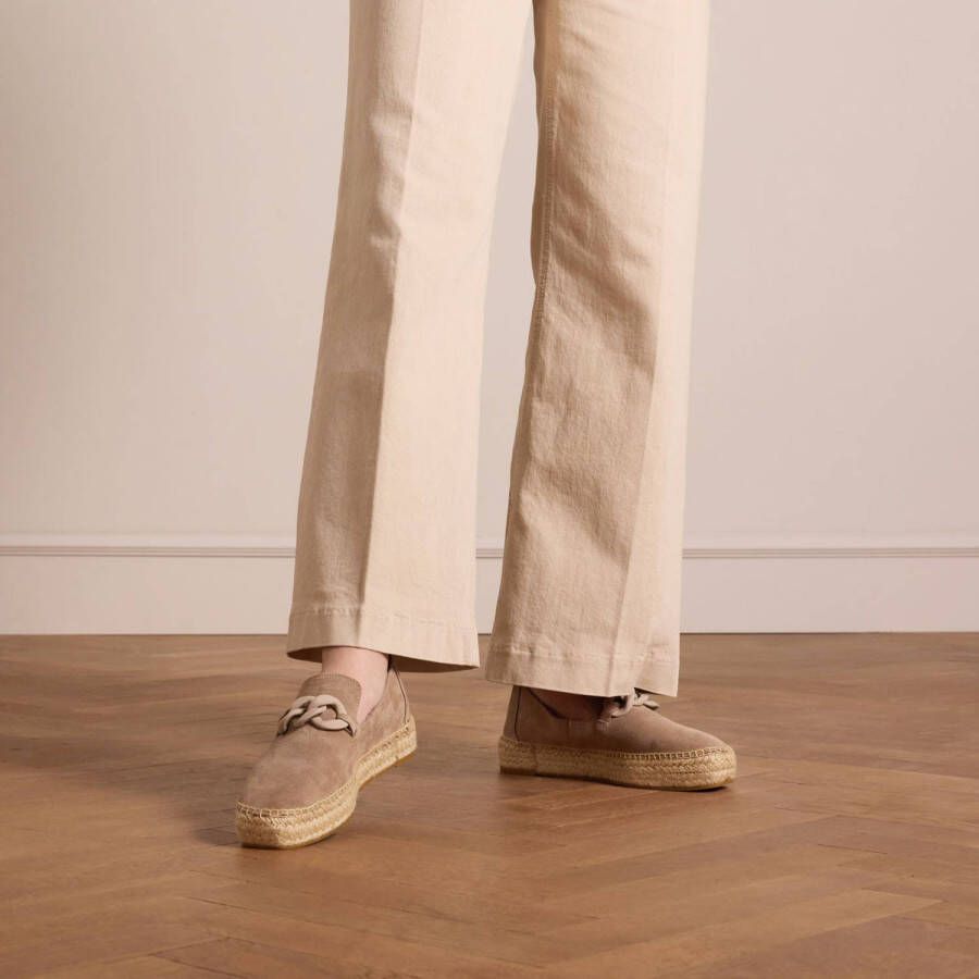Manfield Dames Taupe suède espadrilles met chain