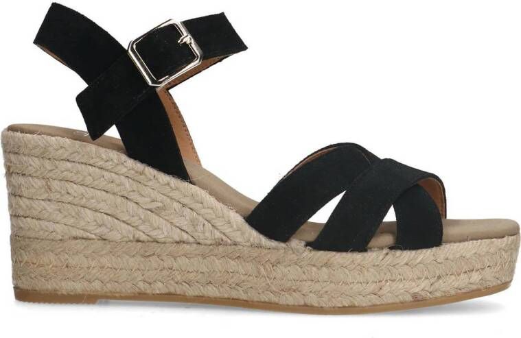 Manfield suède espadrilles zwart