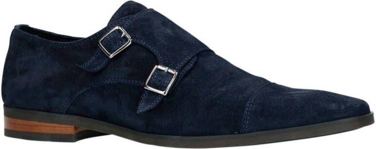 Manfield suède gespschoenen donkerblauw