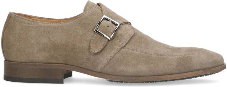 Manfield Heren Taupe suède gespschoenen