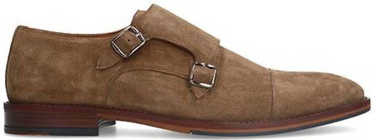Manfield Heren Taupe suède gespschoenen