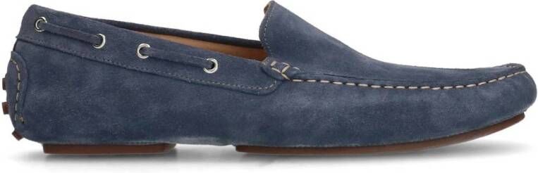 Manfield Heren Blauwe suède loafers