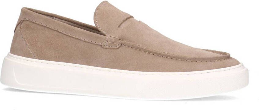 Manfield Heren Beige suède loafers met sportieve zool