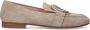 Manfield Dames Beige suède loafers met goudkleurig detail - Thumbnail 1