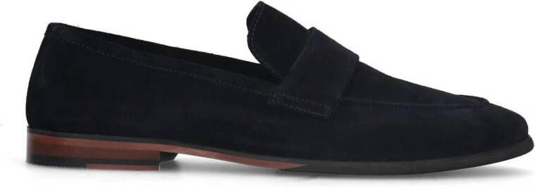 Manfield Heren Blauwe suède loafers