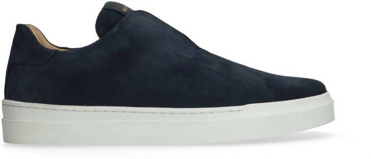 Manfield Dames Blauwe suède loafers