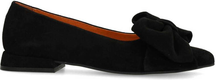 Manfield Dames Bruine suède ballerina's met strik
