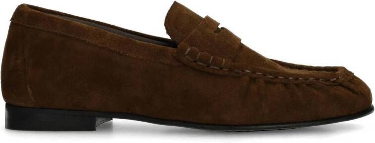 Manfield Dames Bruine suède loafers