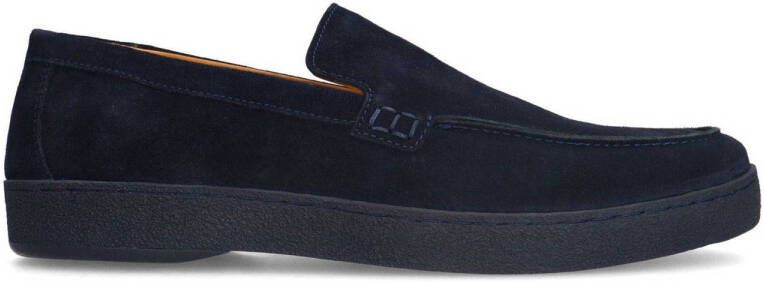 Manfield Heren Donker blauwe suède loafers