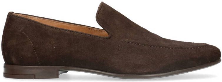 Manfield Heren Donkerbruine suède loafers