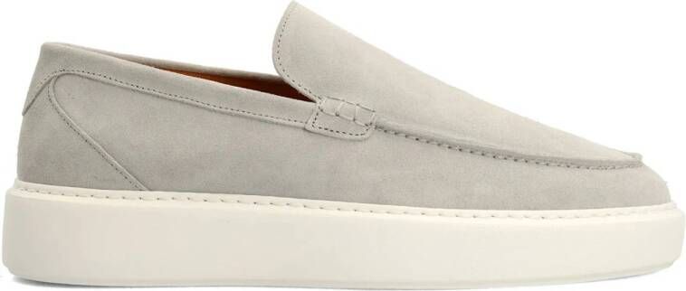 Manfield Heren Licht grijze suède loafers