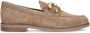 Manfield Dames Beige suède loafers met vierkanten chain - Thumbnail 1