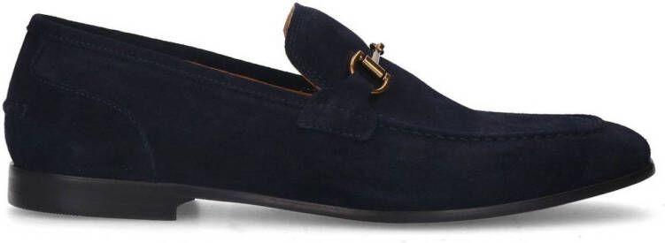 Manfield suède loafers met gesp donkerblauw