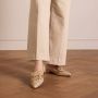 Manfield Dames Beige suède loafers met glitter - Thumbnail 1