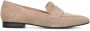 Manfield Dames Beige suède loafers met goudkleurige studs - Thumbnail 1