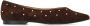 Manfield Dames Donkerbruine suède loafers met studs - Thumbnail 1