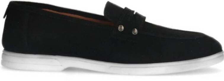 Manfield Dames Zwarte suède loafers