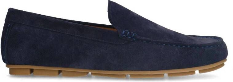 Manfield suède mocassins donkerblauw