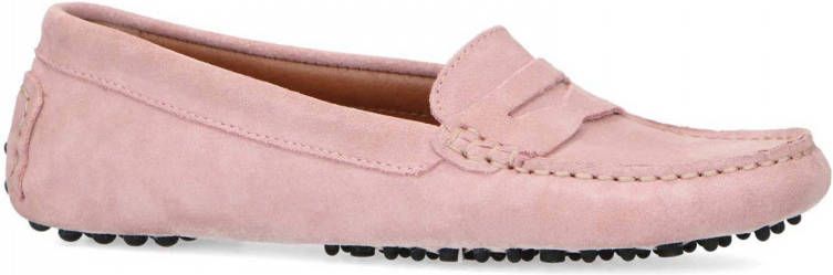 Manfield Dames Roze suède loafers - Schoenen.nl