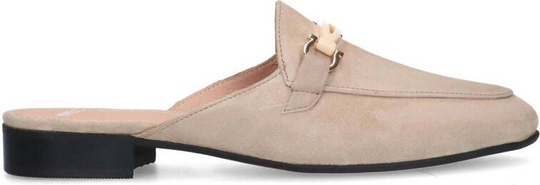 Manfield suède muiltjes met gesp beige