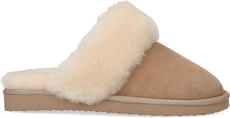 Manfield suède pantoffels beige