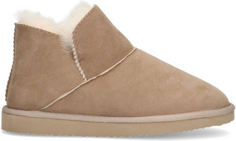 Manfield Dames Suède hoge beige pantoffel