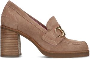 Manfield Dames Beige suède loafer pumps