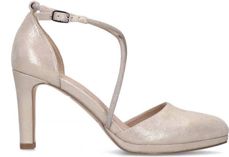 Manfield suède pumps met strass goud