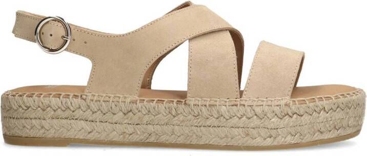 Manfield Beige suède sandalen met plateau