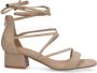 Manfield Dames PRE ORDER Beige suède sandalen met hak - Thumbnail 1