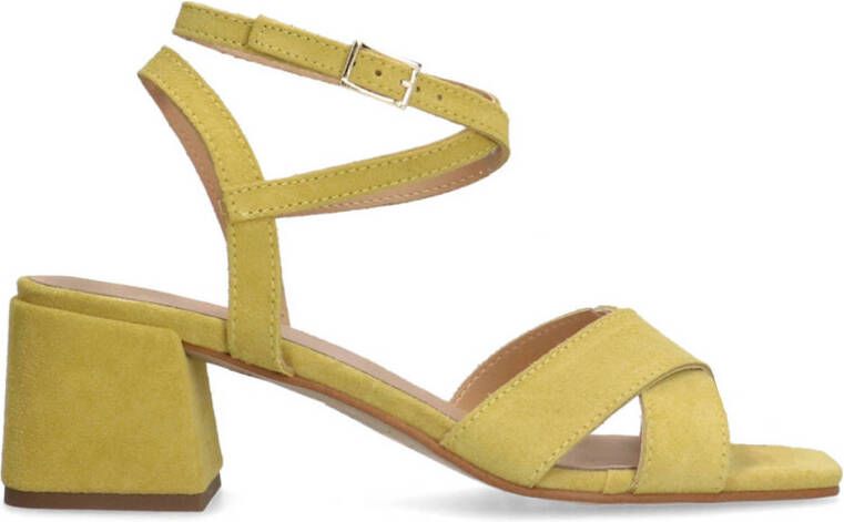Manfield Dames Gele suède sandalen met hak