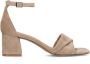 Manfield Dames Beige suède sandalen met hak - Thumbnail 1